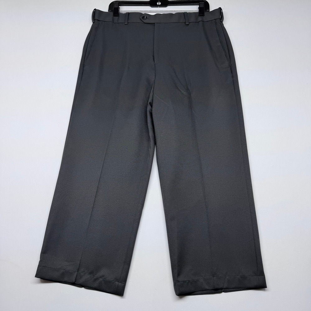 Croft & Barrow Mens Charcoal Gray No Iron Microfiber Dress Pants 34x32 Classic